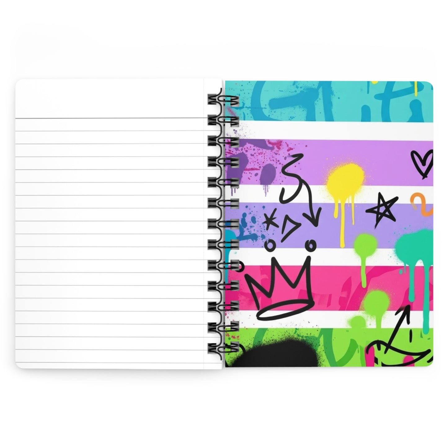 Focus. Plan. Execute. Spiral Journal — Colorful Graffiti Productivity Notebook