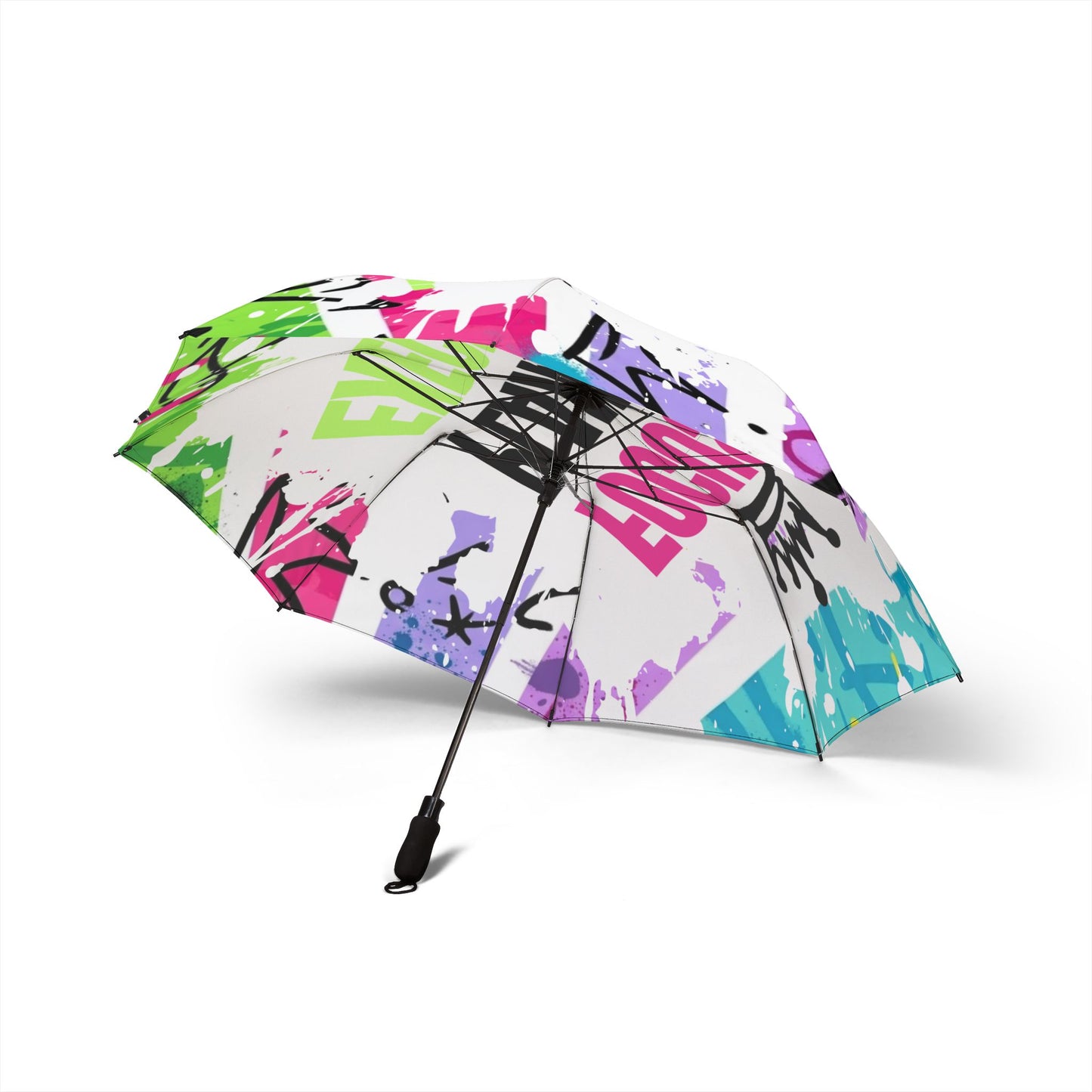 Foldable Umbrella — Colorful Graffiti 'Focus, Play, Execute' Rain Umbrella