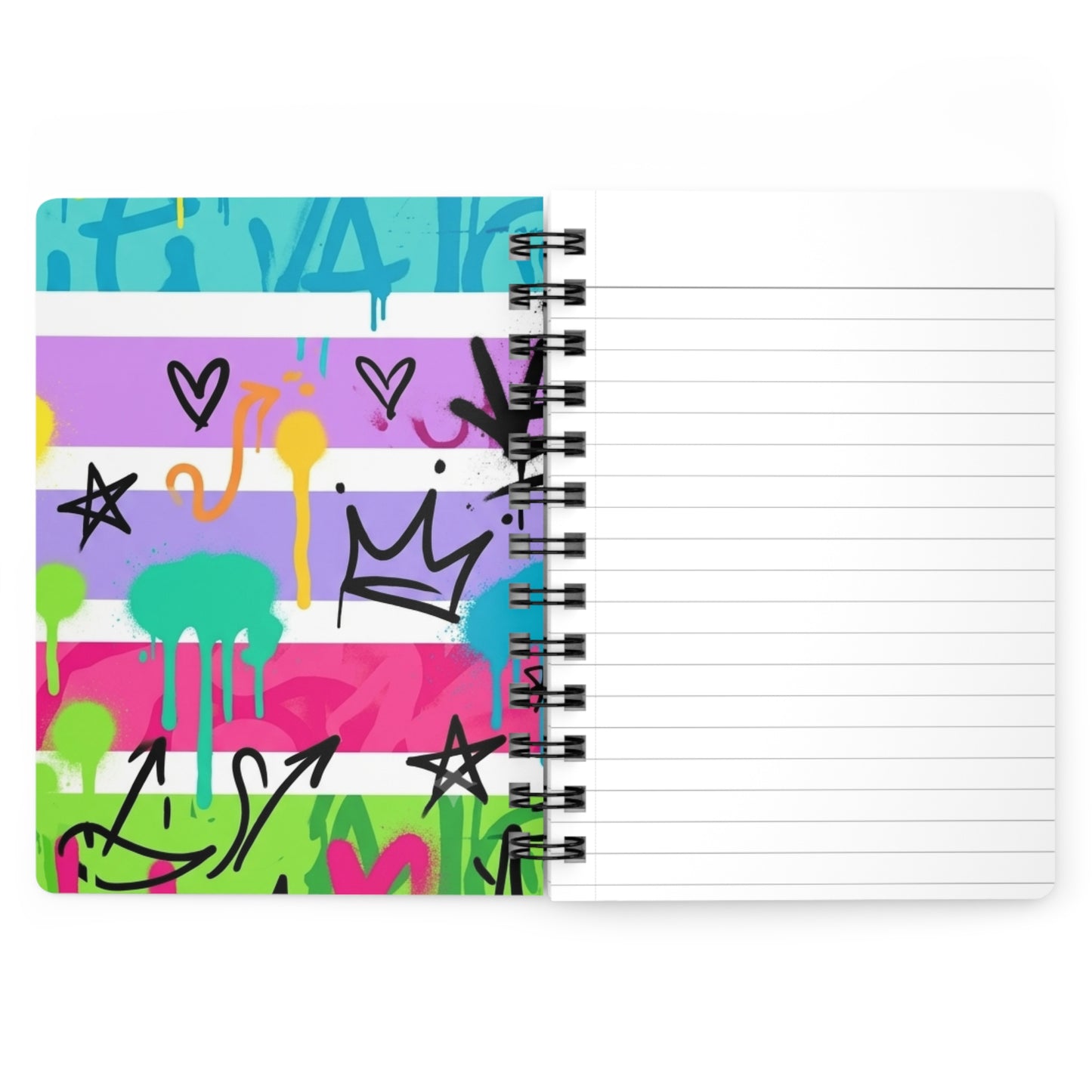 Focus. Plan. Execute. Spiral Journal — Colorful Graffiti Productivity Notebook