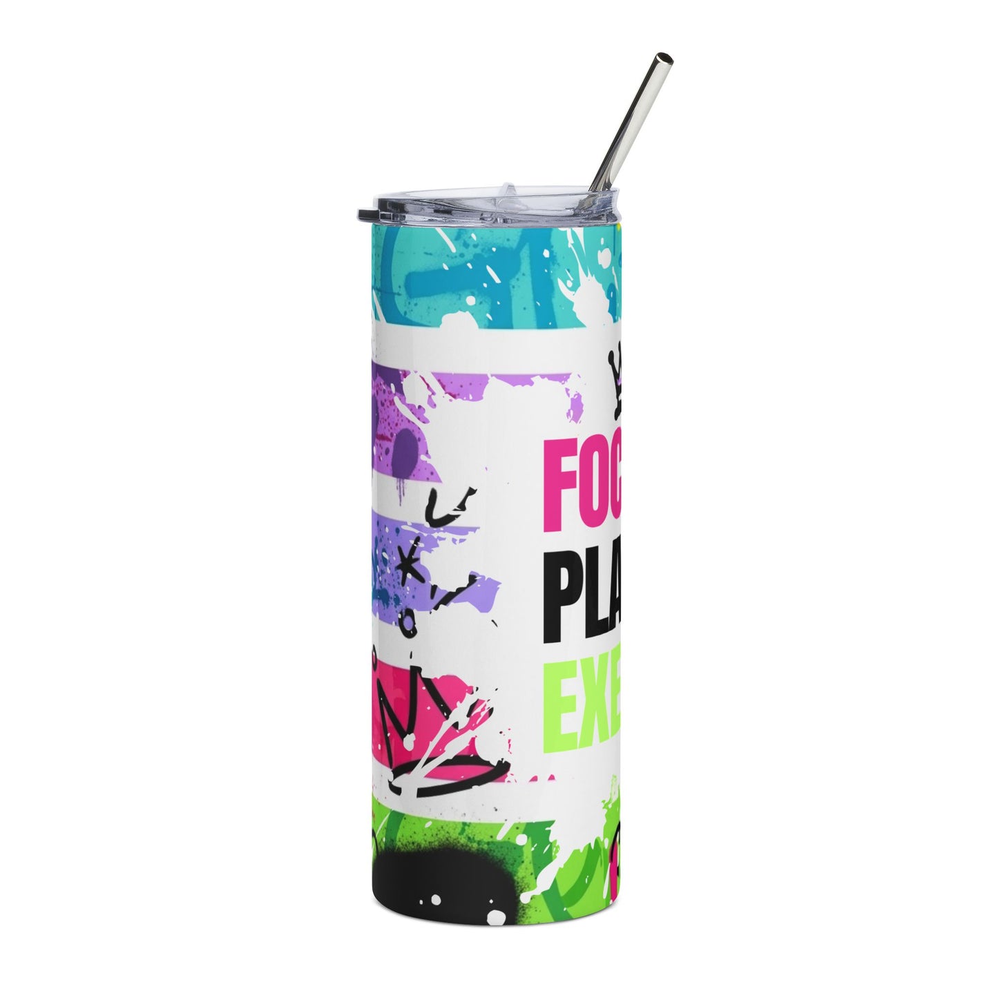 Motivational Skinny Tumbler — "Focus. Plan. Execute." 20oz Stainless Steel