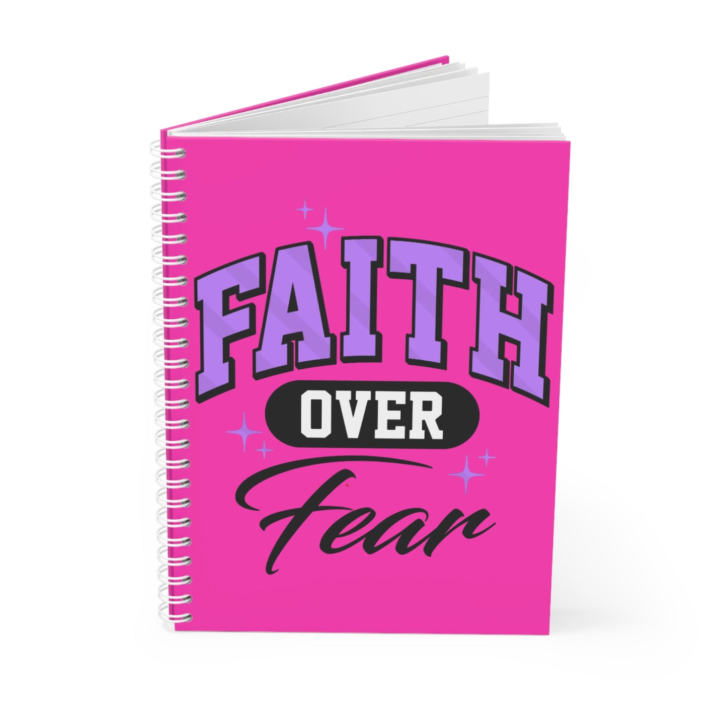 Faith Over Fear Spiral Notebook — Inspirational Christian Journal (Pink)
