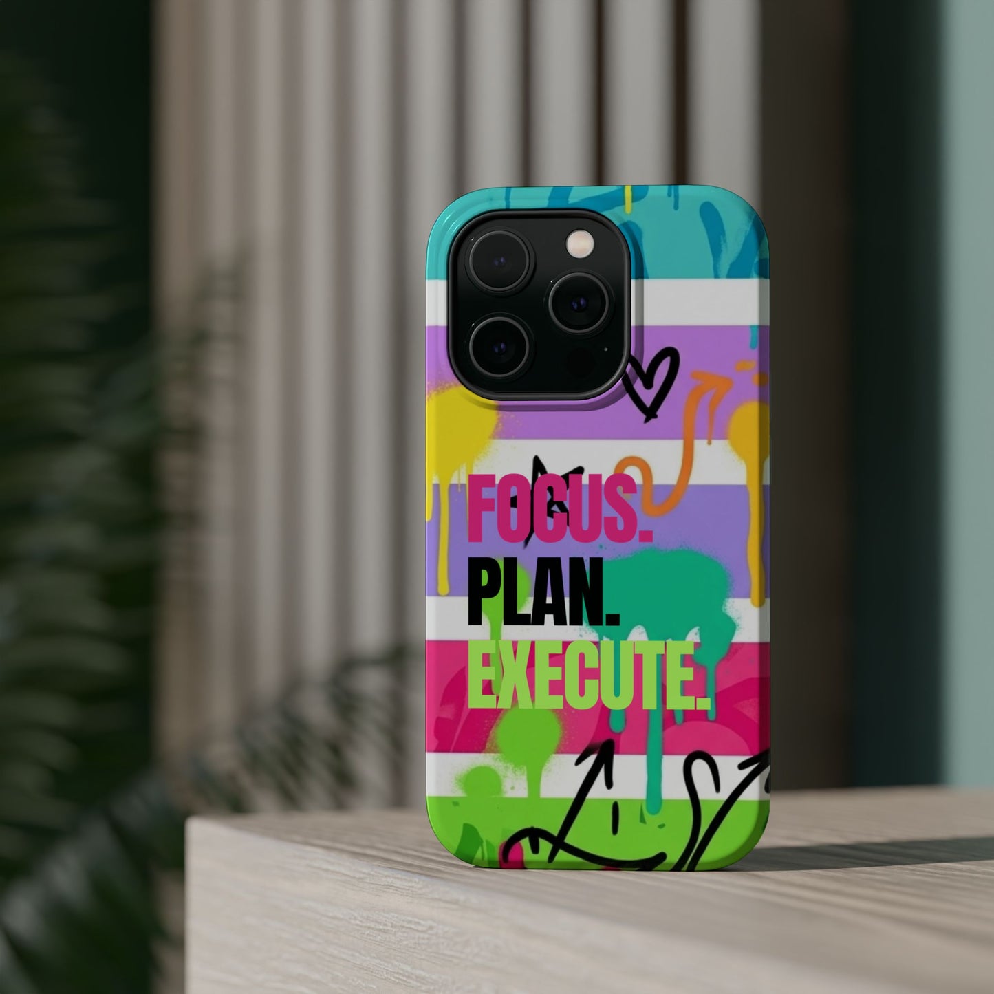 Focus. Plan. Execute. Motivational Phone Case — Magnetic Impact-Resistant