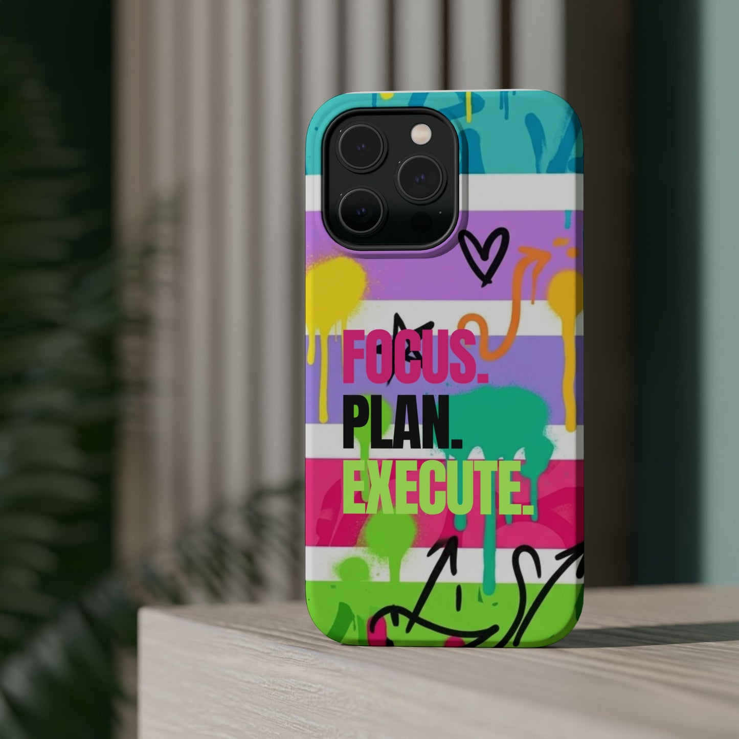 Focus. Plan. Execute. Motivational Phone Case — Magnetic Impact-Resistant